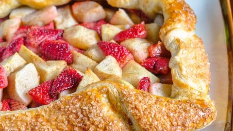 Strawberry Pear Galette close up photo on serving plate