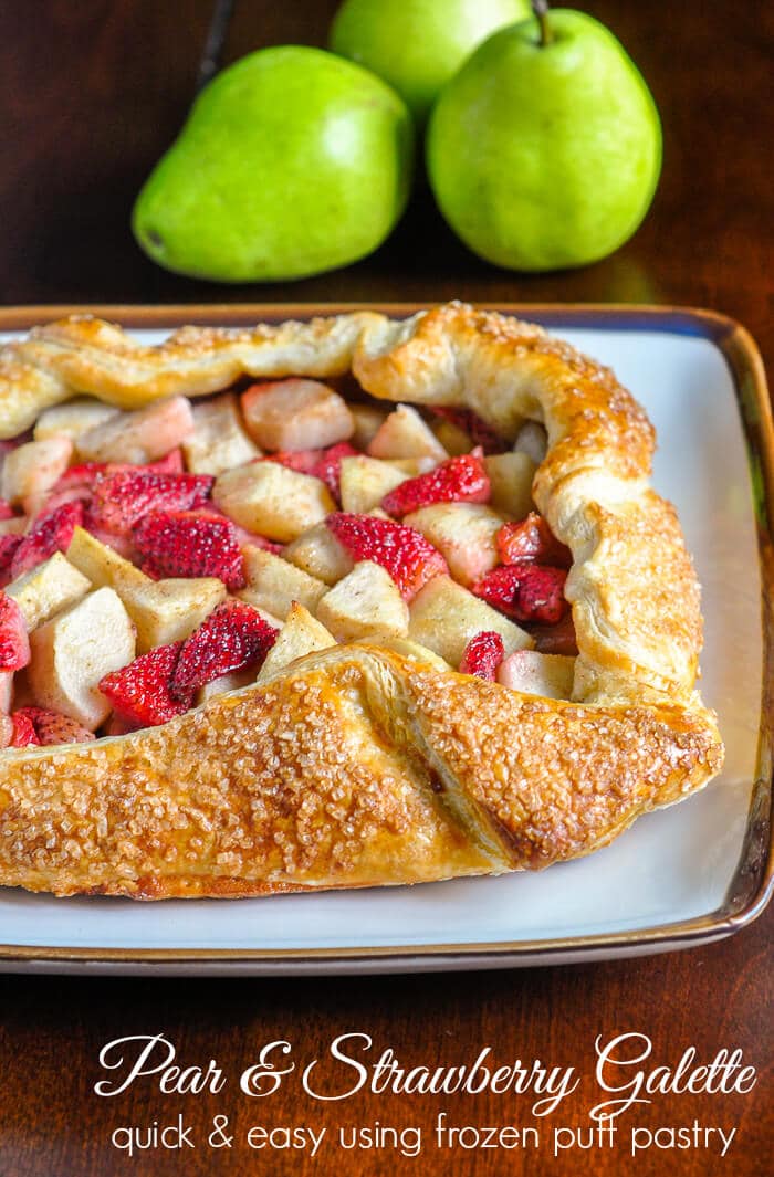 Strawberry Pear Galette photo with title text for Pinterest