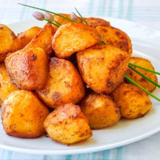 Barbecue Spice Roasted Potato Nuggets, close up image.
