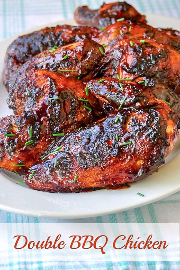 Double Barbecue Chicken. With a delicious dry rub plus a sweet and tangy barbecue sauce.
