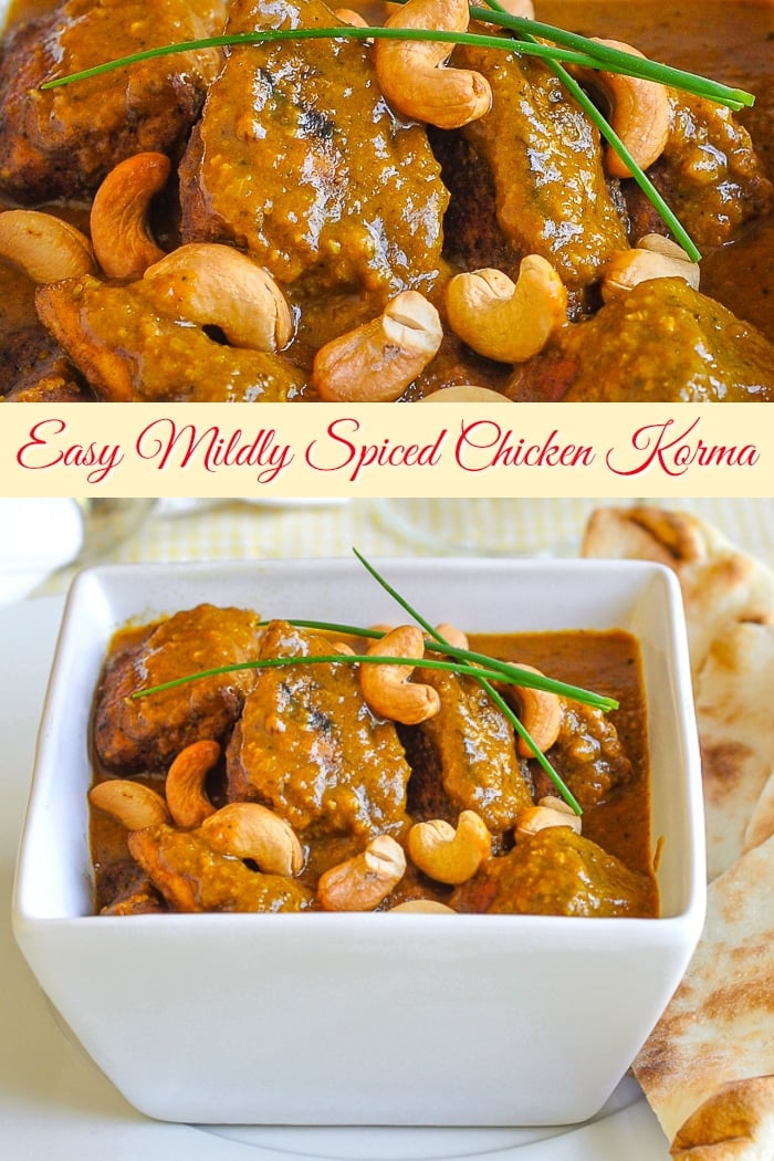 Easy Chicken Korma photo collage with title text added for Pinterest