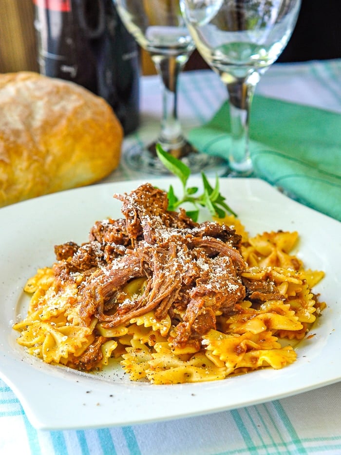 Leftover Bolognese Pot Roast and pasta