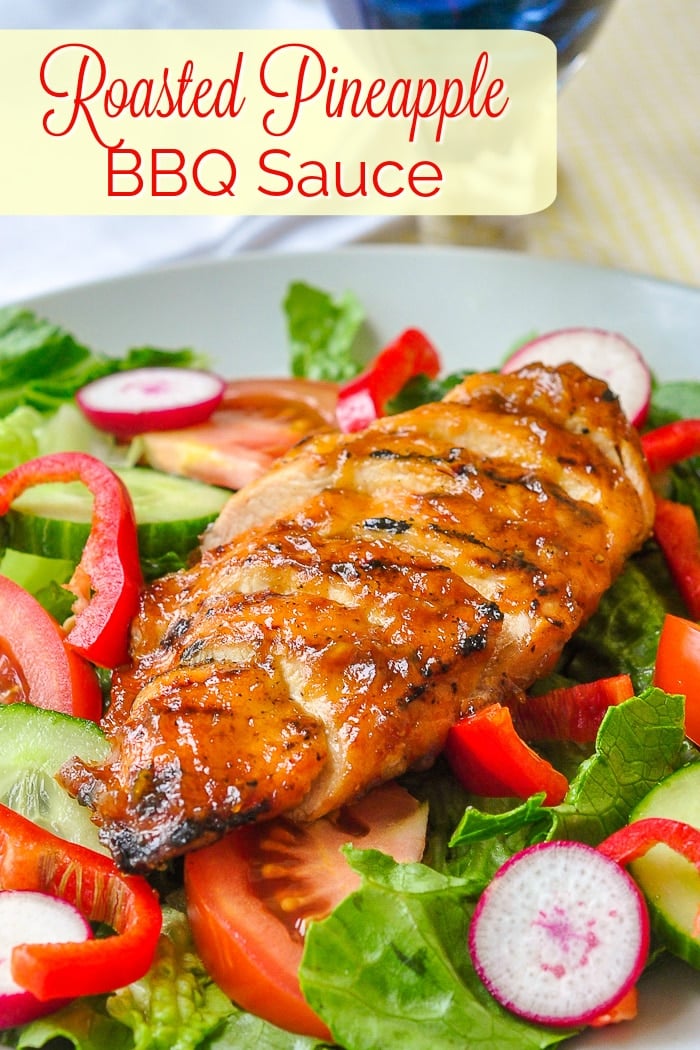 Roasted Pineapple Barbecue Sauce image with title text for Pinterest