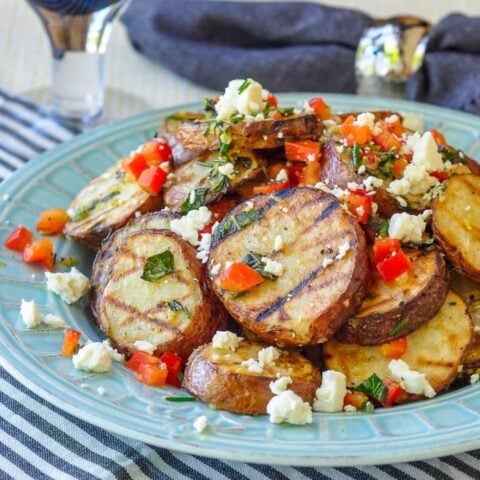 Warm Grilled Potato Salad with Lemon and Oregano square cropped featured image