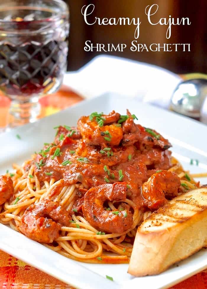 Creamy Cajun Shrimp Spaghetti