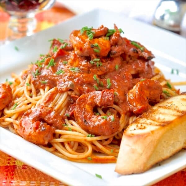Creamy Cajun Shrimp Spaghetti a delicious Cajun Italian fusion meal!