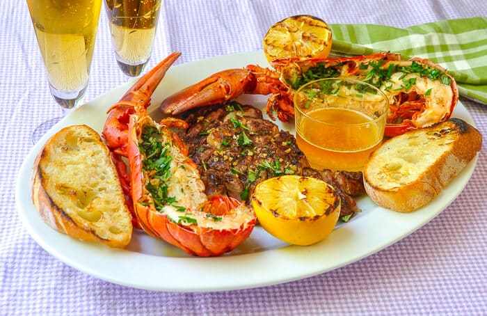 Grilled Lobster Surf n Turf with Lemon Garlic Brown Butter