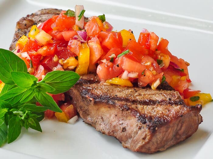 Mexican Spiced Steak with Sweet Pepper Salsa. Use it for tacos and grilled pizza too!