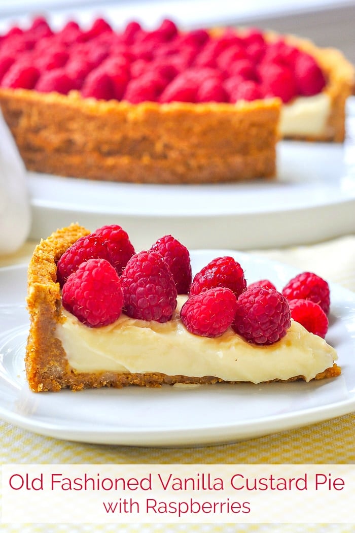 Old Fashioned Vanilla Custard Pie photo with title text for Pinterest