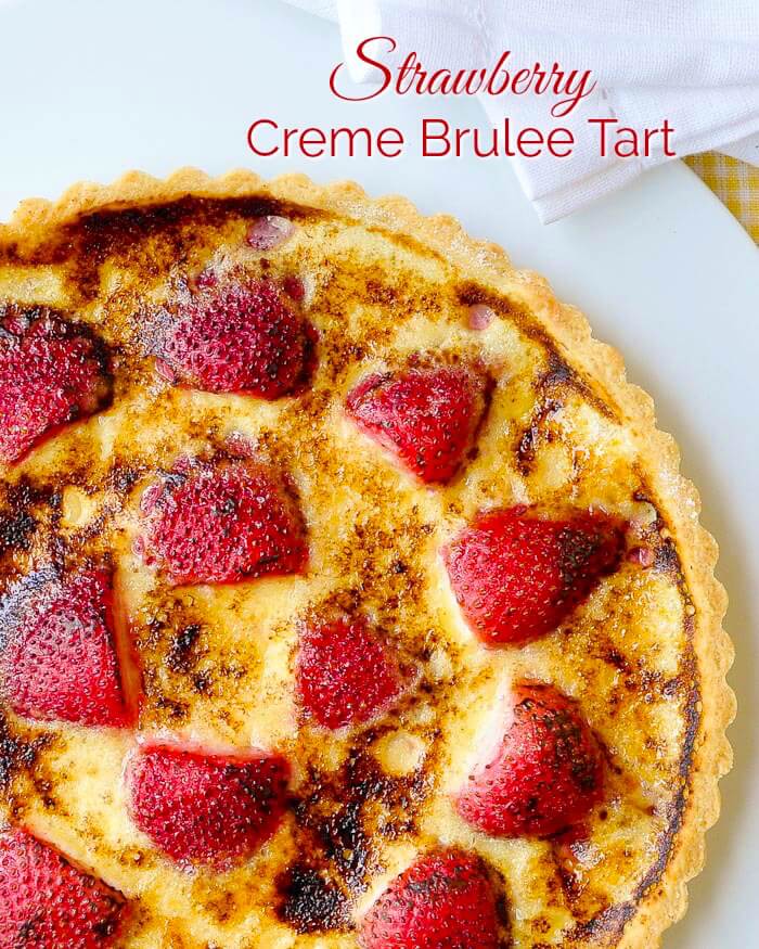 Strawberry Creme Brulee Tart image with Title Text