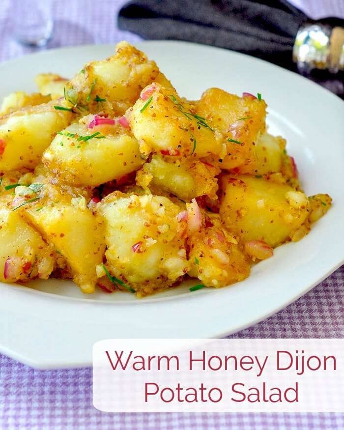 Warm Honey Dijon Potato Salad image with title text