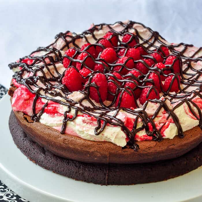 Gluten Free Chocolate Souffle Cake with Raspberry Fool