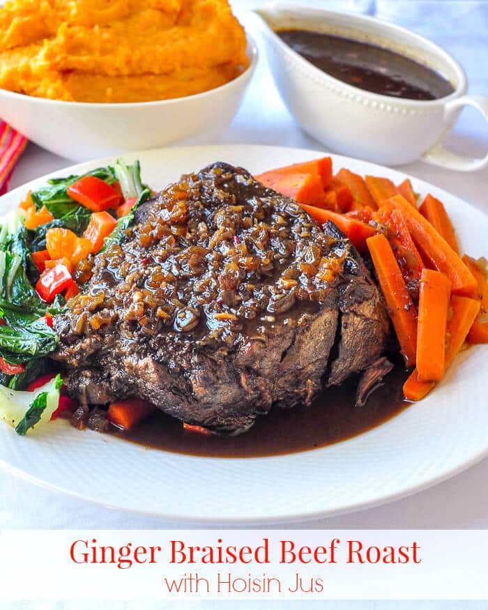 Ginger Braised Beef Roast with Hoisin Jus photo with text for Pinterest