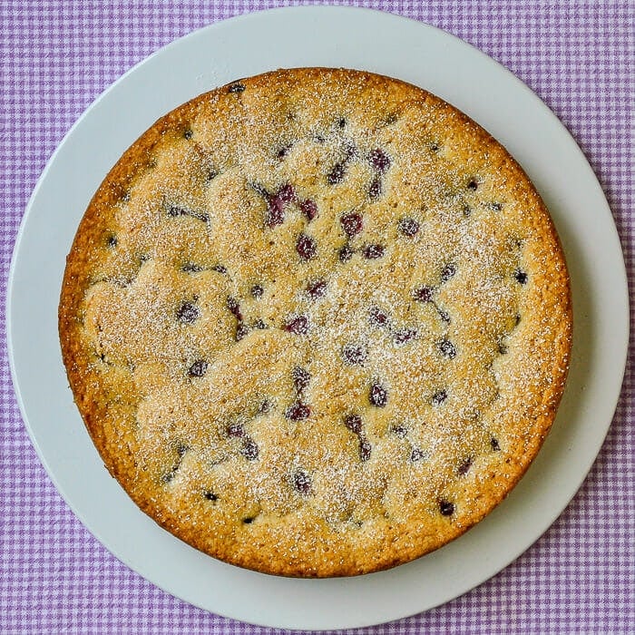 Sunken Grape Almond Cake overhead view