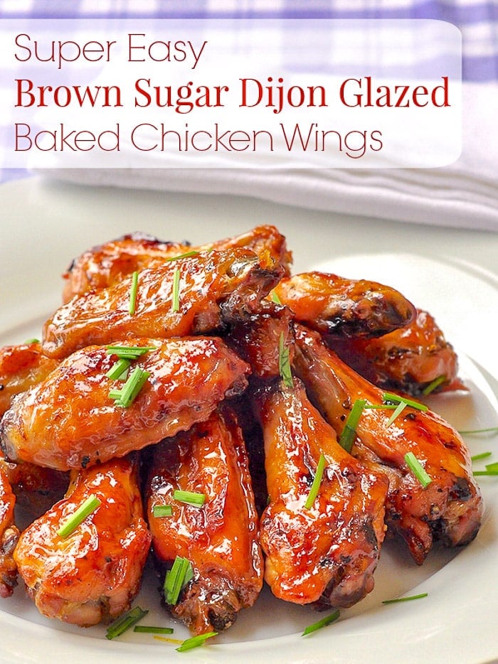 Brown Sugar Dijon Chicken Wings photo with title text for Pinterest