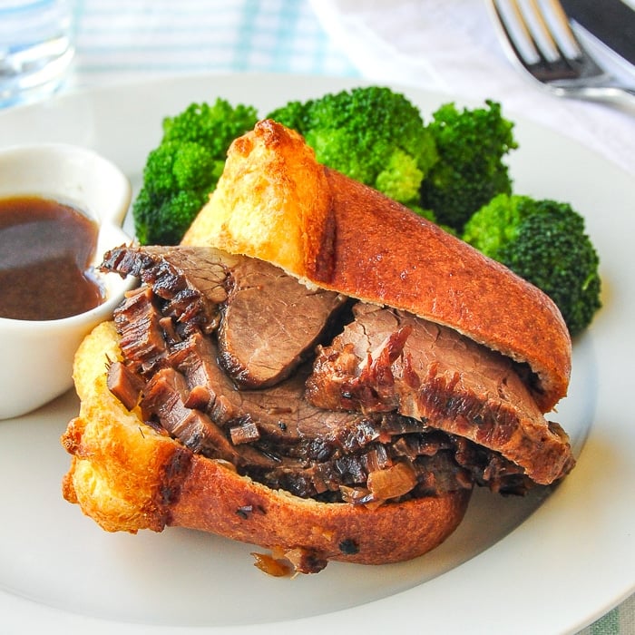 French Onion Braised Beef Brisket & Yorkshire Pudding Sandwich