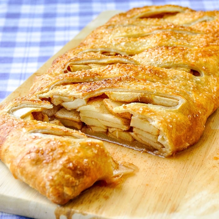 Shortcut Apple Strudel cut to show the cooked apples inside