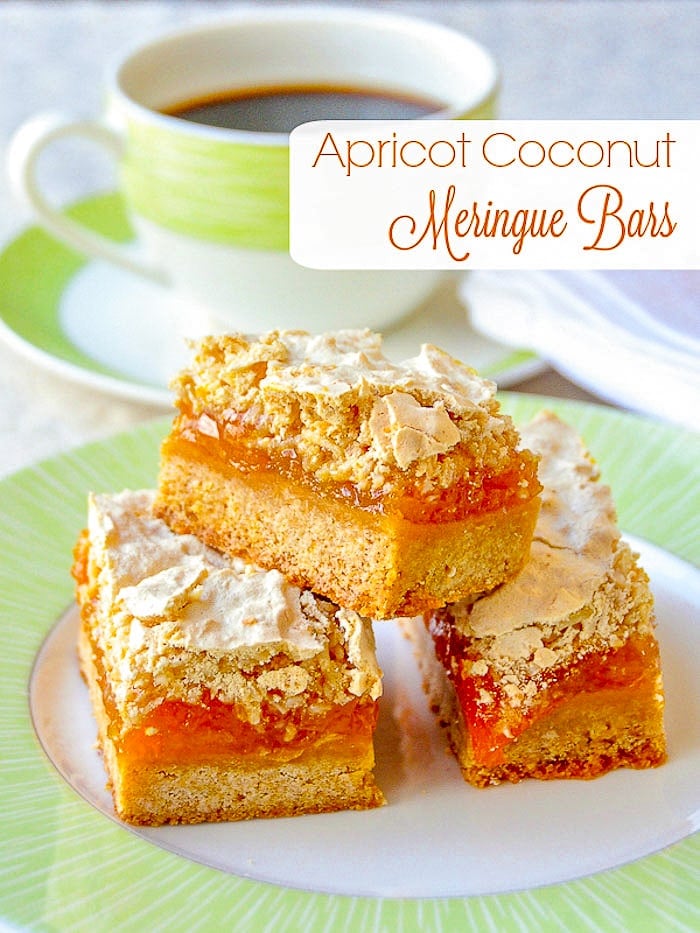 Apricot Coconut Meringue Bars photo with title text for Pinterest