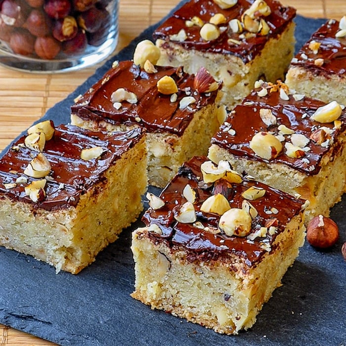 Chewy Hazelnut Bars close up image