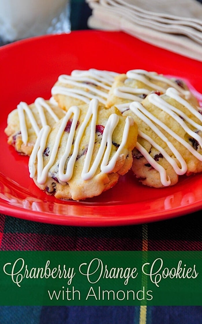 Cranberry Orange Cookies with Almonds Photo with title text added for Pinterest