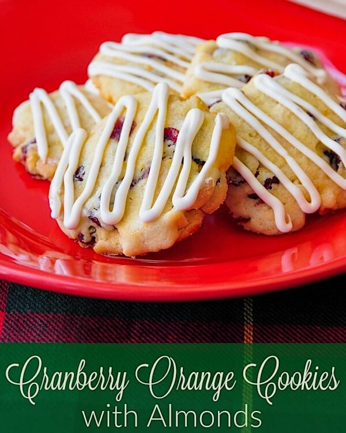 Cranberry Orange Cookies with Almonds Photo with title text added for social media