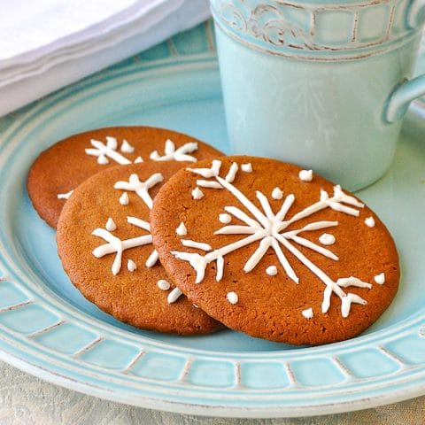 Ginger Snaps with snowflake design decoration