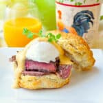 Steak & Eggs Benedict with Brown Butter Sriracha Hollandaise Sauce