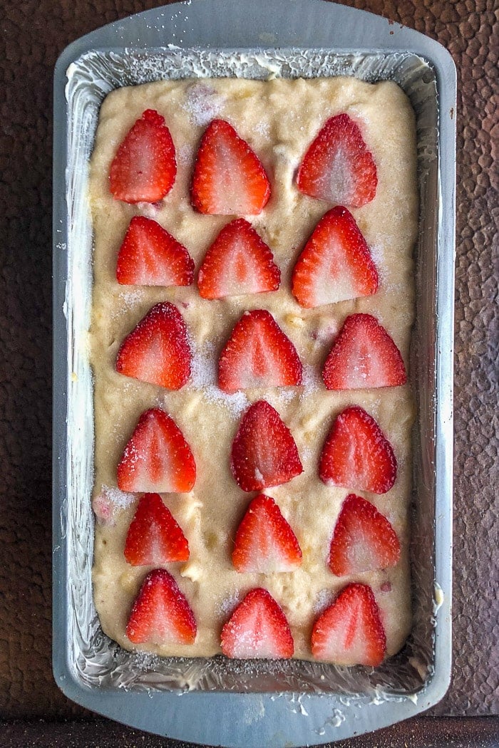 Strawberry Banana Bread ready for the oven