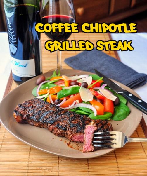 Coffee Steak rubbed with chipotle & Espresso ground coffee.
