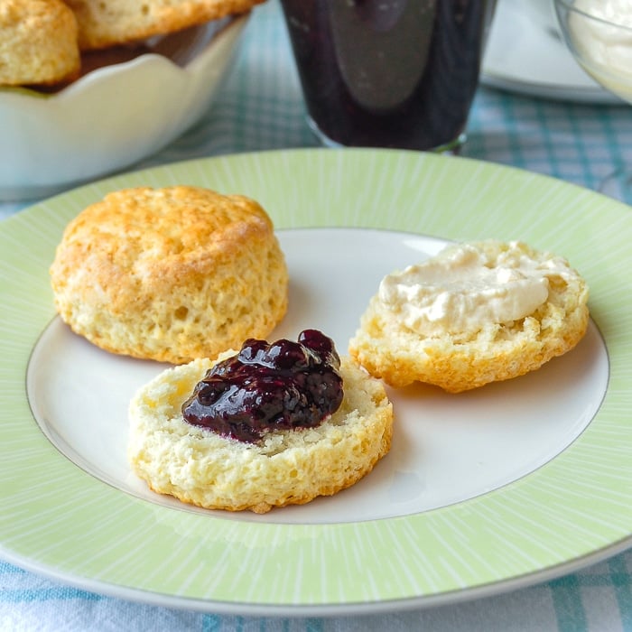 Bumbleberry Port Jam close up photo of jam on a scone