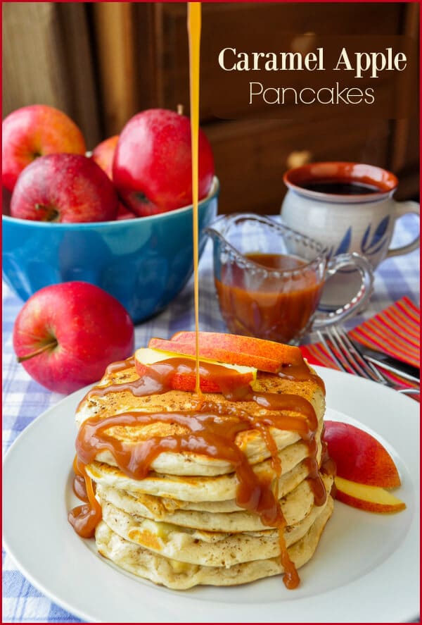 Caramel Apple Pancakes, a best brunch recipe! Perfect for Pancake Day!