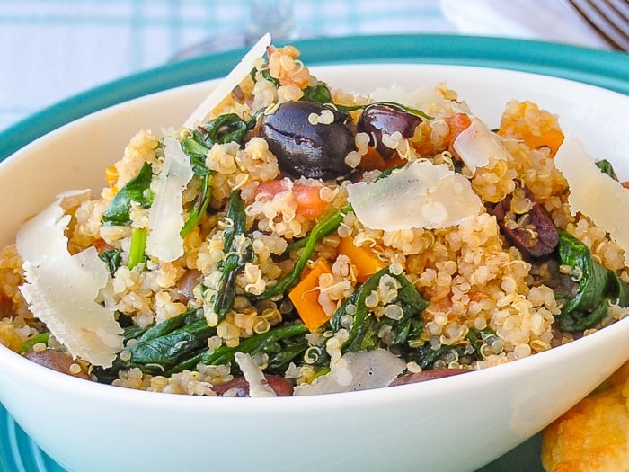 Spinach Parmesan Quinoa close up photo of a single serving