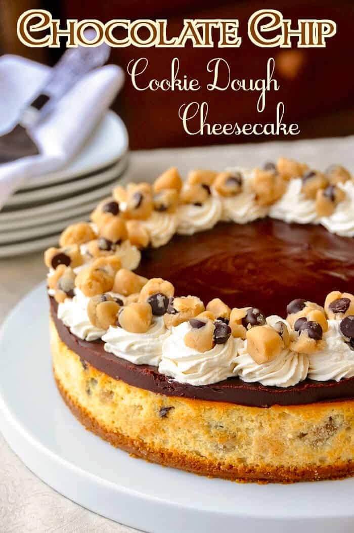 Chocolate Chip Cookie Dough Cheesecake - made with an egg free cookie dough.