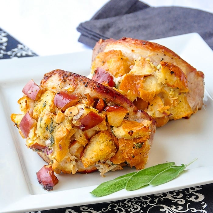 Apple Almond Sage Stuffed Pork Chops