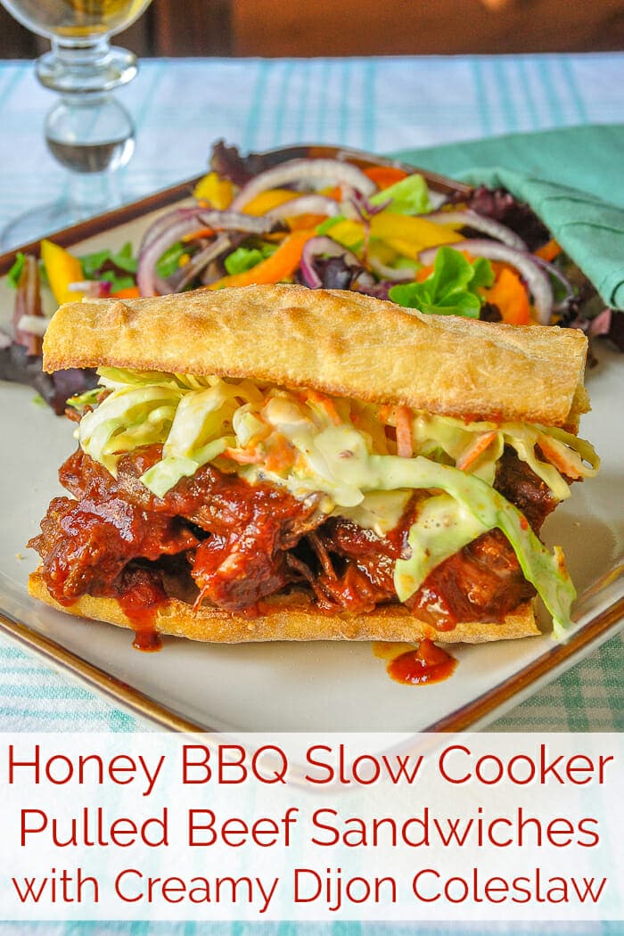 Honey Barbecue Pulled Beef Sandwiches image with text overlay