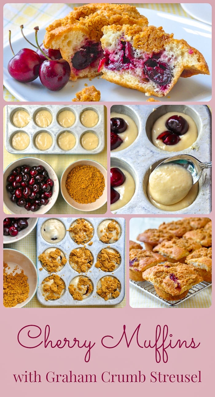 Cherry Muffins Photo Collage with title text added for Pinterest