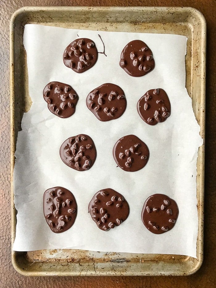 Chocolate Pavlova Cookies on a parchment lined cookie sheet ready for the oven