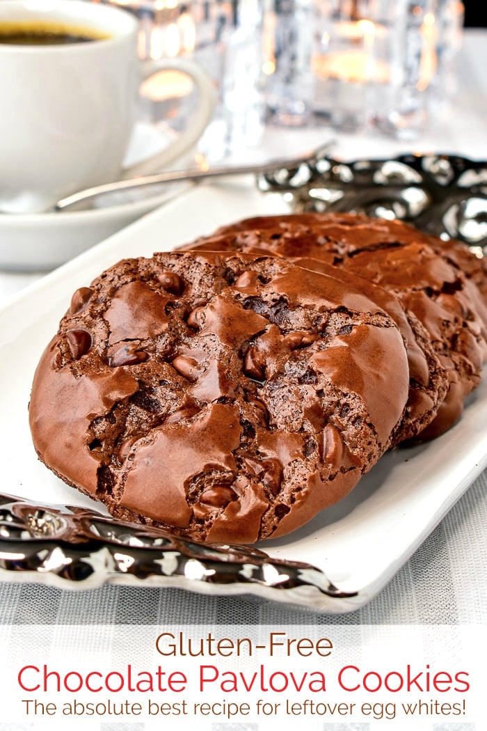 Chocolate Pavlova Cookies photo with title text added for Pinterest
