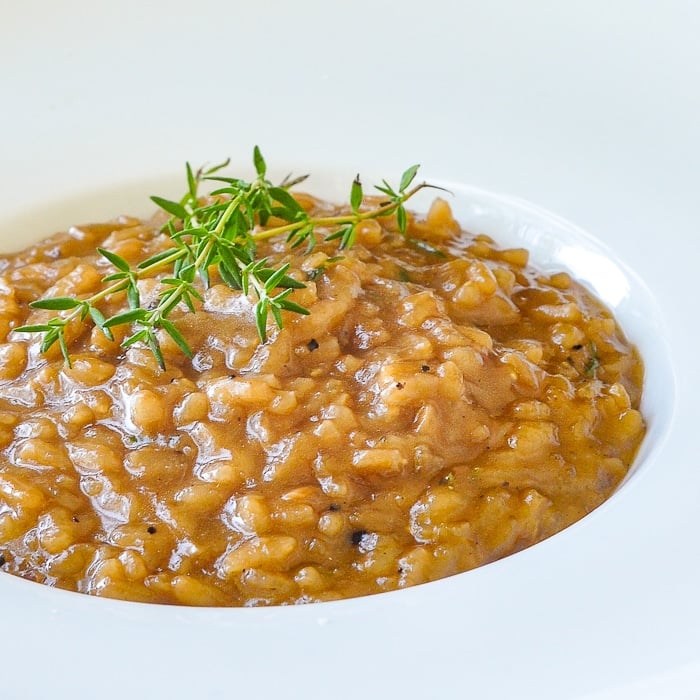 Easy French Onion Risotto. This video recipe dispels the myth that risotto is difficult to prepare. A little time and patience are all that 's needed and practically no skill at all.