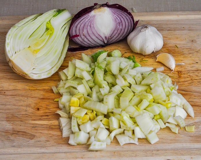 Fennel and Onion make a delicious base for the sauce