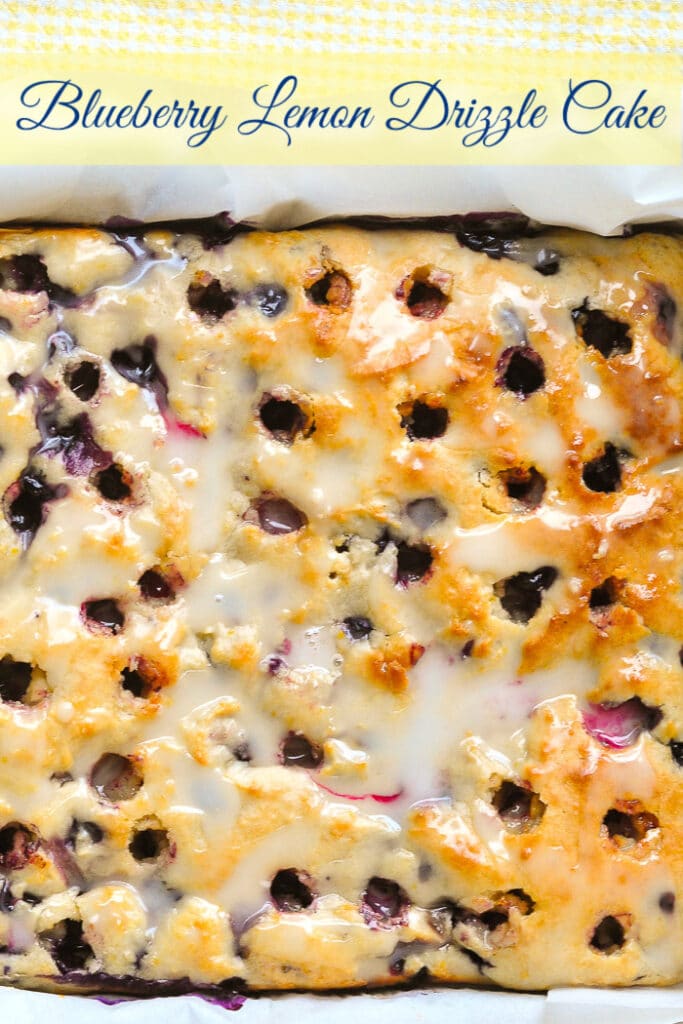 Blueberry Lemon Drizzle Cake. An easy poke cake you'll love!