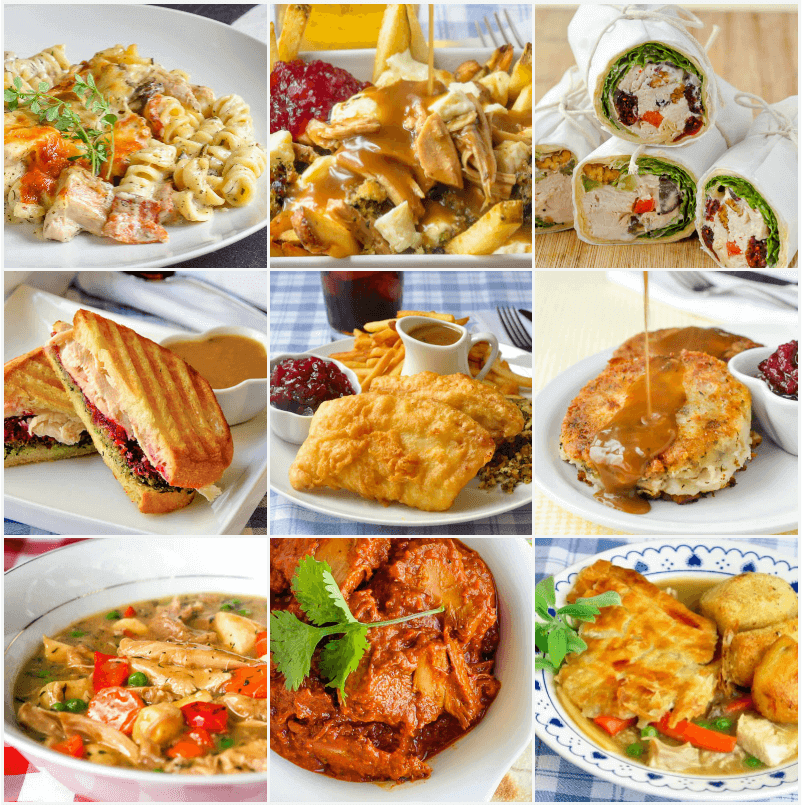 Leftover turkey recipes photo collage featured image
