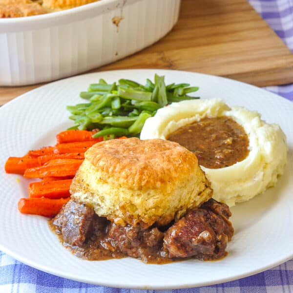 Braised Beef Pot Pie with Biscuit Topping simple comfort food