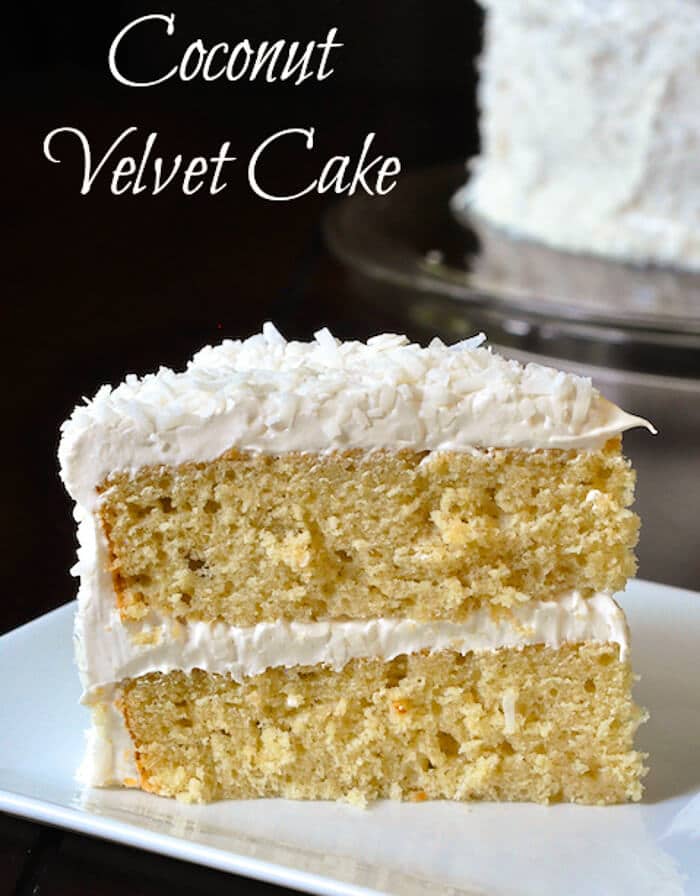 Coconut Velvet Cake- made with the rich flavour of coconut milk in the batter.