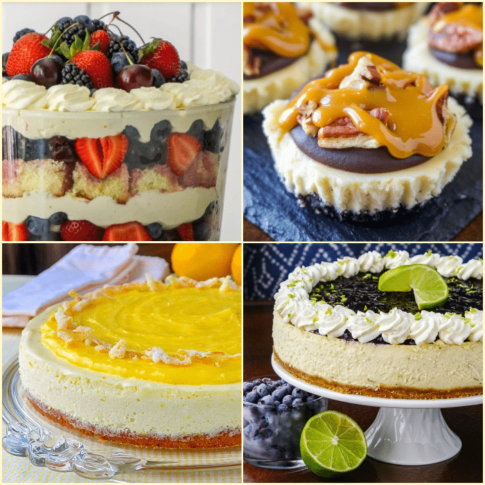 Ten Best Cheesecake Recipes 4 photo square collage