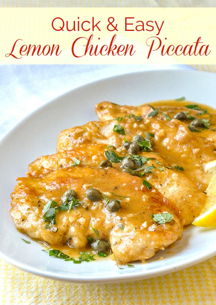 Easy Lemon Chicken Piccata image with title text overlay