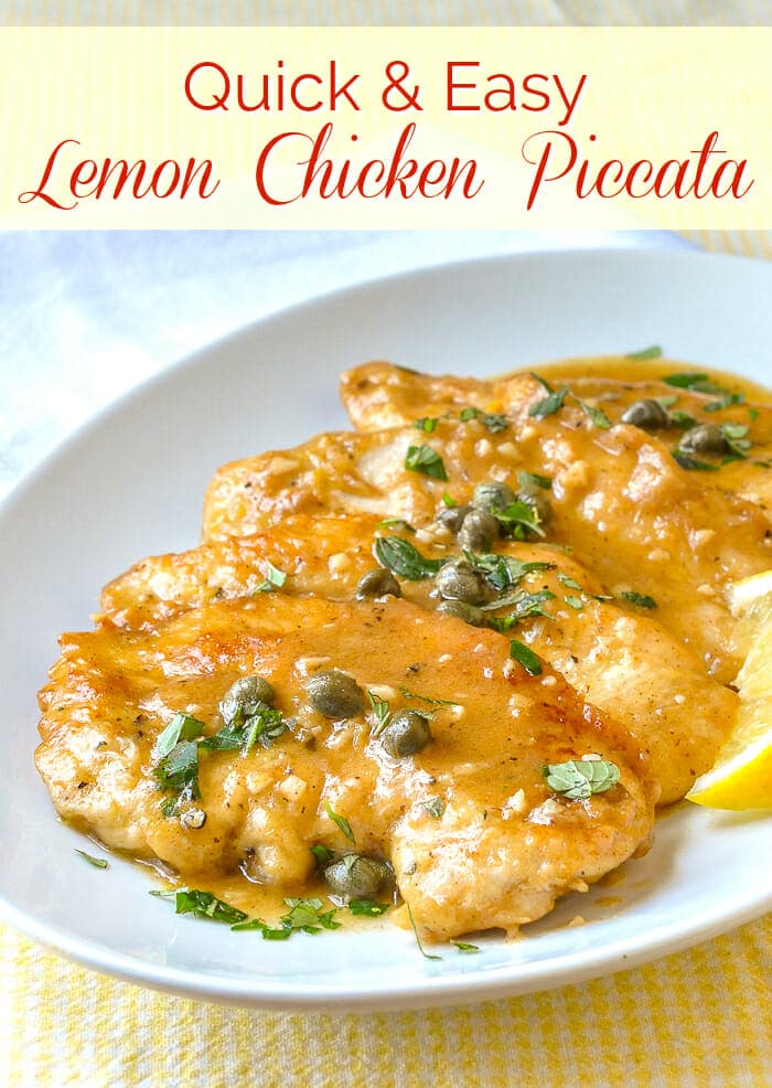 Easy Lemon Chicken Piccata image with title text overlay