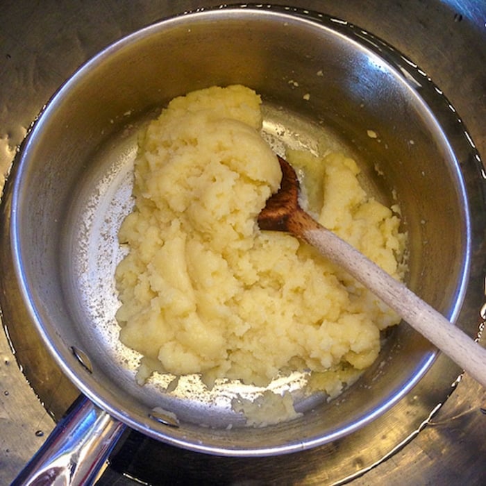Flour butter and Water combined in pot