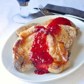 Honey Raspberry Pan Fried Pork Chops