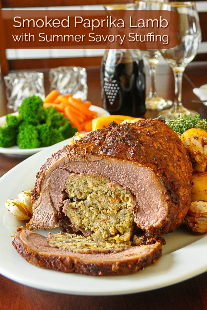 Smoked Paprika Roast Lamb with Summer Savory Stuffing